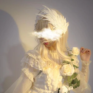 Lolita Angel Wings for Party Performance, Black and White Pena Headwear 10 Cánh Carnival bán hàng chính - №8