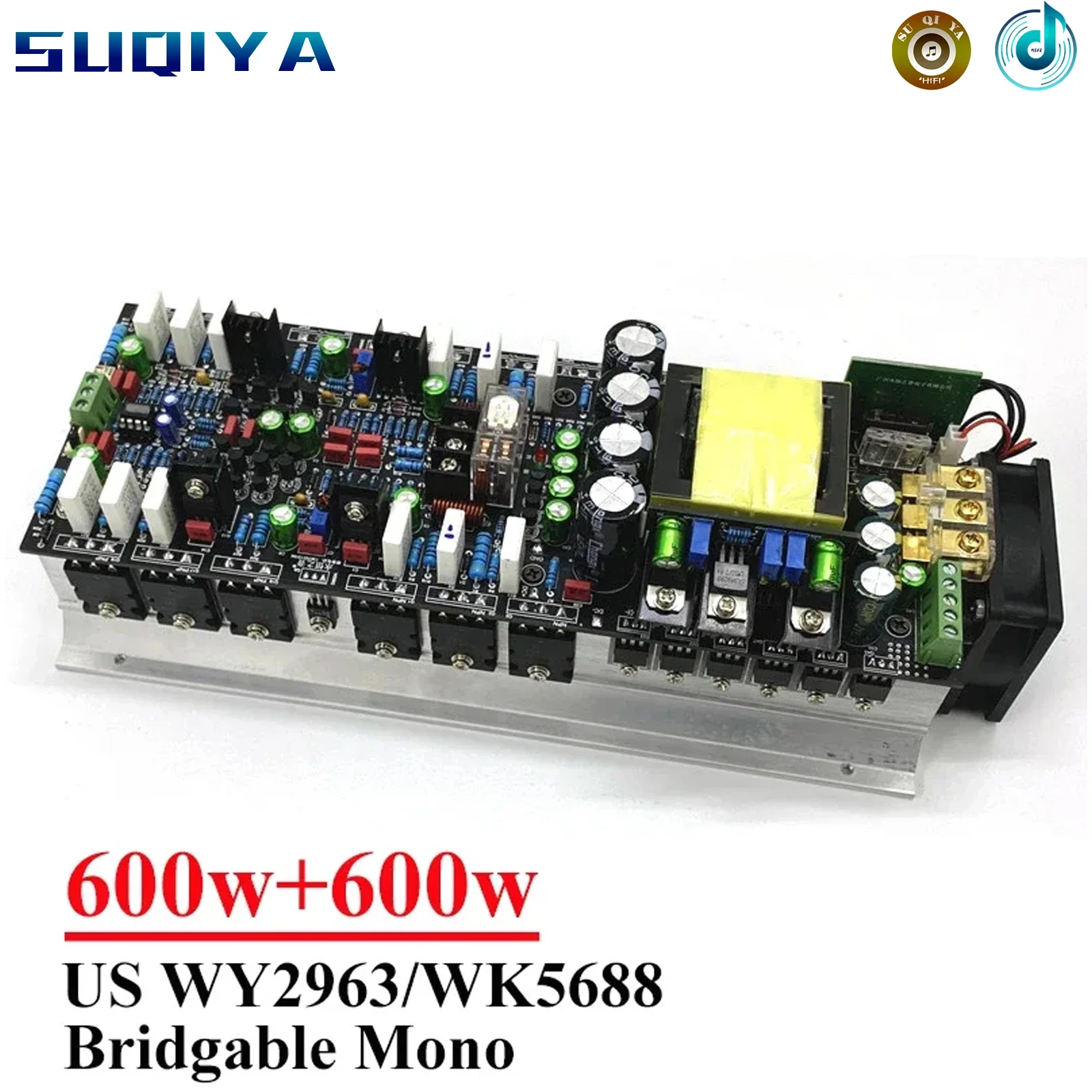 

600w*2 2-channel Power Amplifier Board High Power Class AB Amplifier Can Bridge Mono 12 Pcs Us WK5688/WY2963 Transistor HIFI