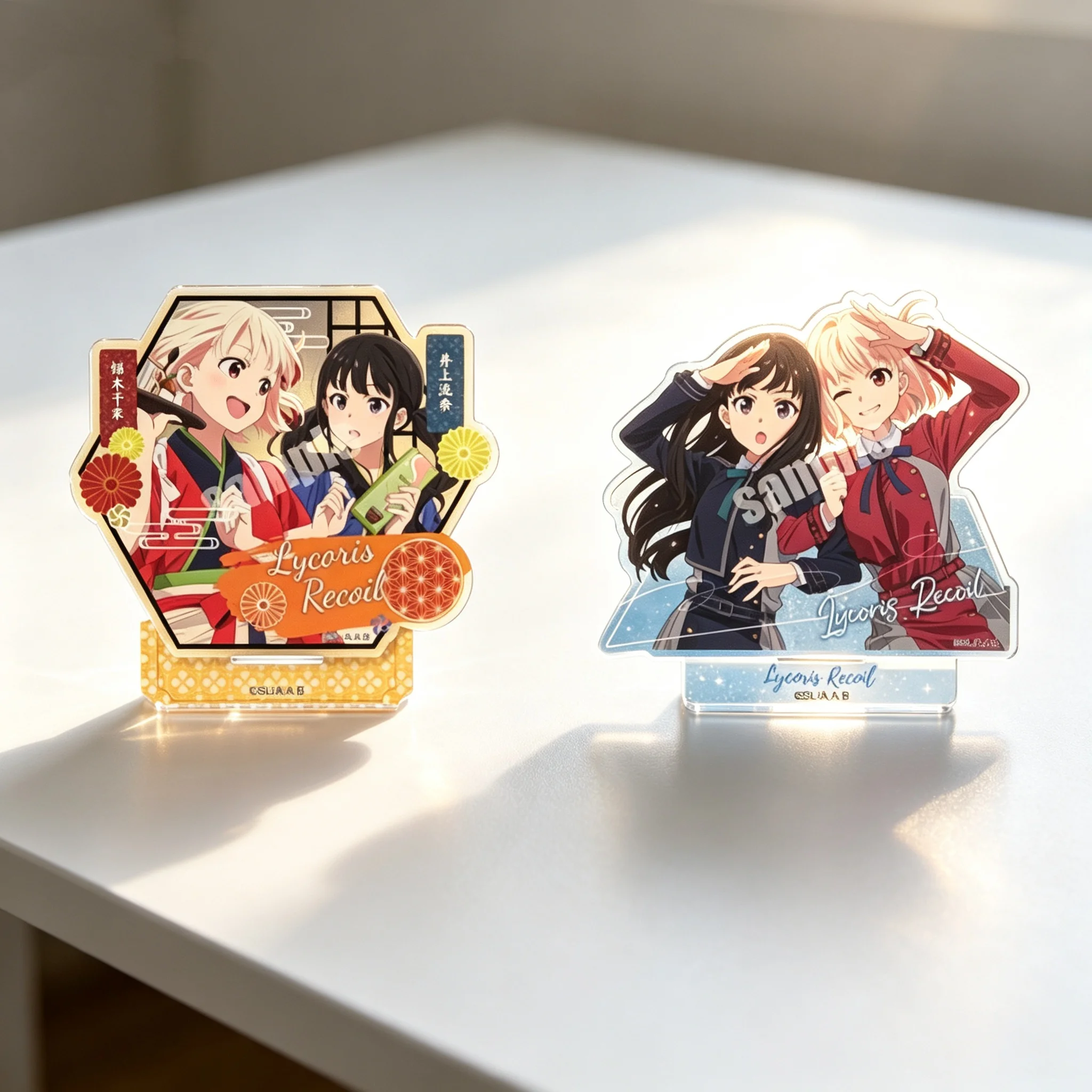 Anime Lycoris Recoil Chisato Nishikigi Takina Inoue Two People Together Acrylic Stand Model Plate Keychains Desktop Ornament