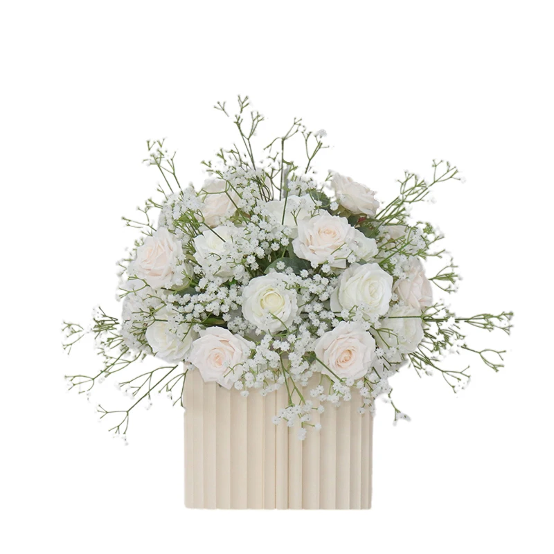 80/70/60/55/40cm White Baby Breath Rose Flower Ball Wedding Table Centerpiece Deco Gypsophila Artificial Floral Party Event Prop