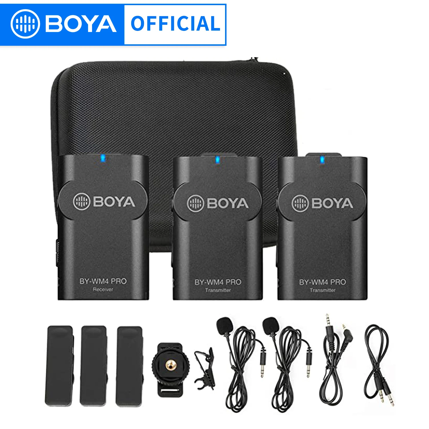 

BOYA WM4 PRO(K2) 2.4G Wireless Lavalier Microphone System Lapel Clip-on Mini Wireless Mic for Canon Nikon Smartphone Vlogging