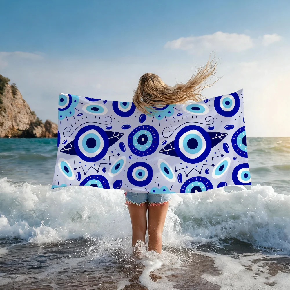 Evil Eye Art Print Towel Shower Sauna Travel Spa Quick Dry Gym Accessories Soft Large Beach Towels