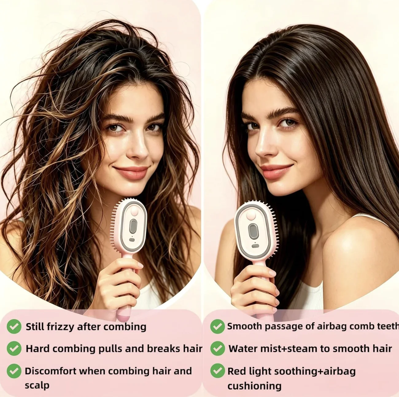 Electric Spray Air Cushions Massage Comb 3 in 1 Self Cleaning Steam Essential Oil Brush Rechargeable Spray Scalp Massager Combs