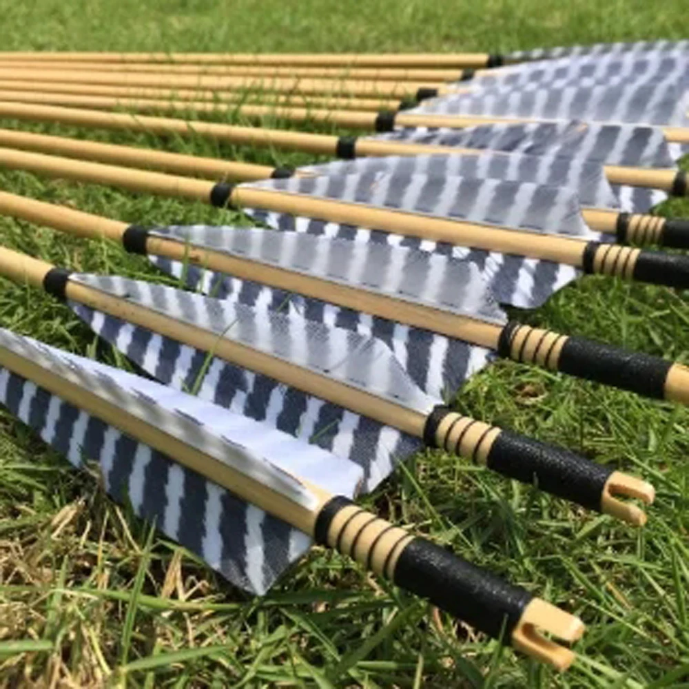 6/12/24pcs wooden arrow For Recurve Longbow  Premium Wood Arrows with Turkey Feathers & Stainless Steel Field Points