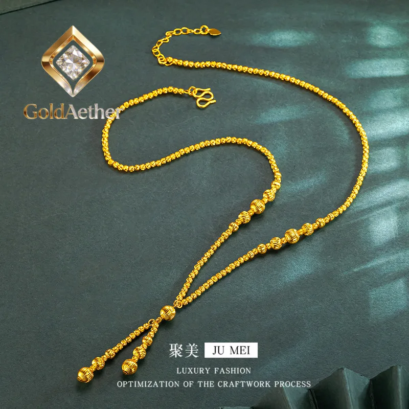 GoldNouveau Luxury 24K 9999 Pure Gold real gold Women's Cat's Eye Bead Chain