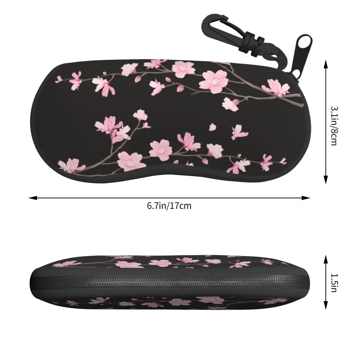 Cherry Blossom Sunglasses Case Neoprene Zipper Sakura Cherry Blossom Cherry Shell Eyeglass Case Protective Box For Glasses