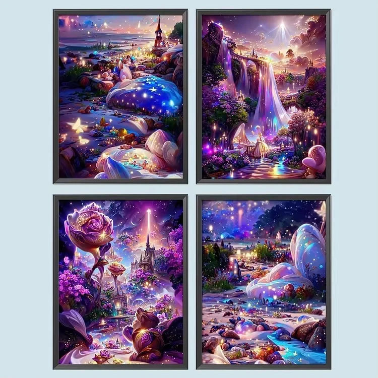 Enchanted Fantasy Forest Diamond Painting, Magical Mushroom, Waterfall and Rose Handmade Exquisite Creative Gift Home Decorati