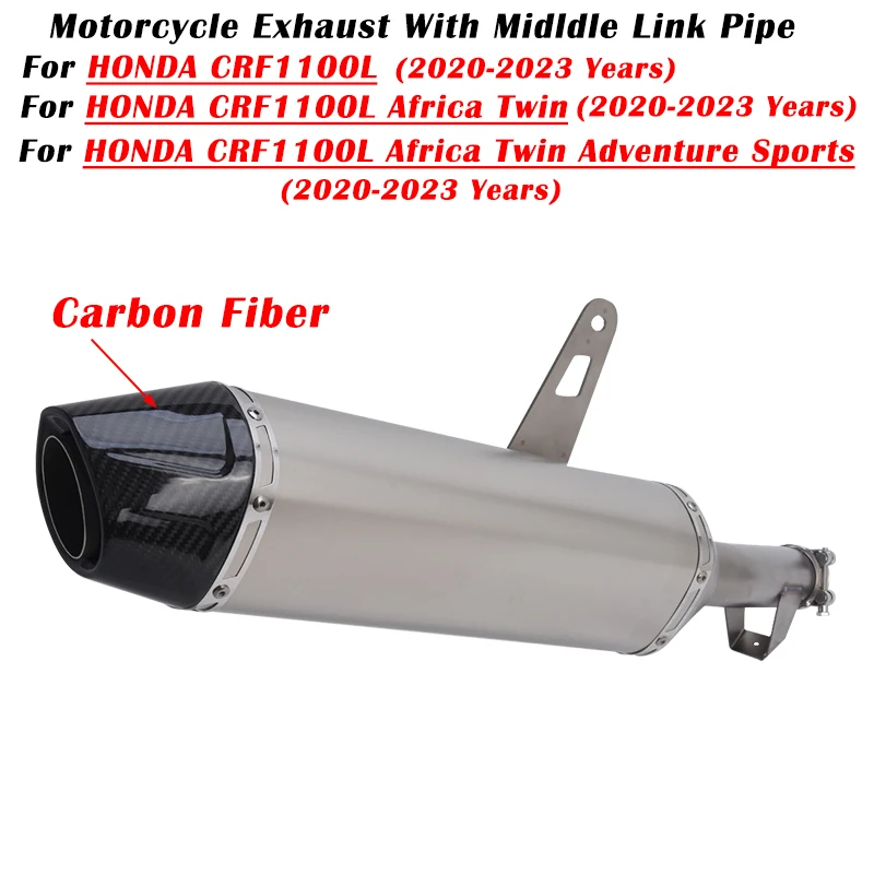 For HONDA CRF1100L Africa Twin Adventure Sports 2020 - 2023 Motorcycle Exhaust Escape Modified Muffler With Middle Link Pipe
