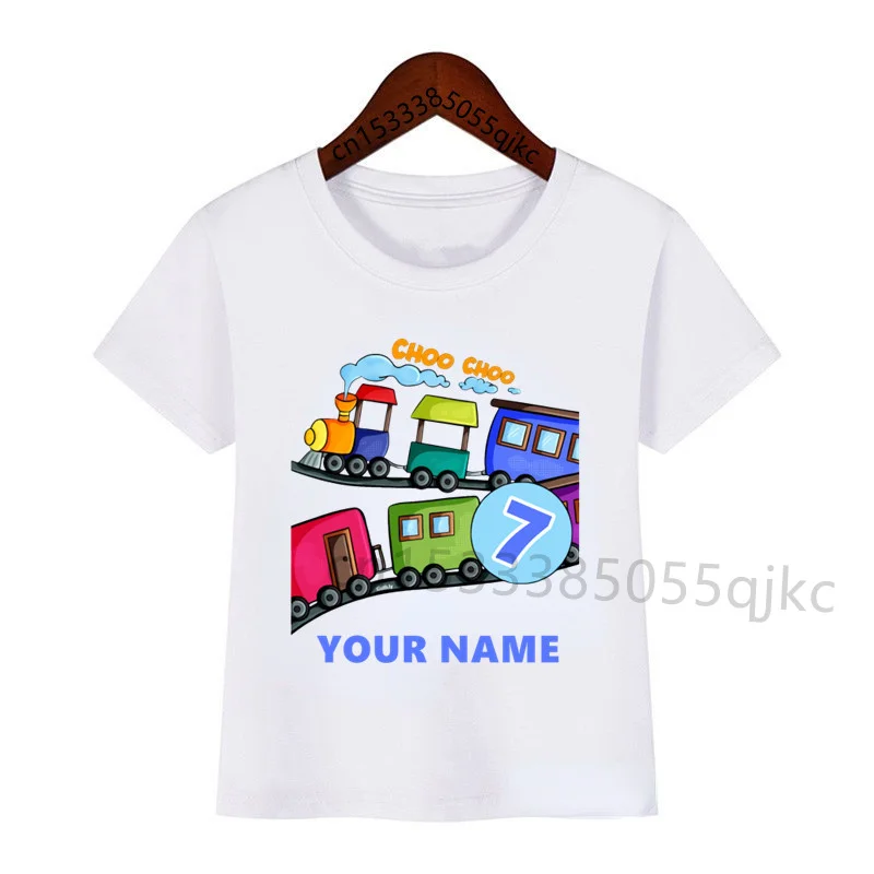 Train Birthday Number T Shirt Boy/Girl Happy Birthday T Shirt Kids White T Shirt Custom Name Number