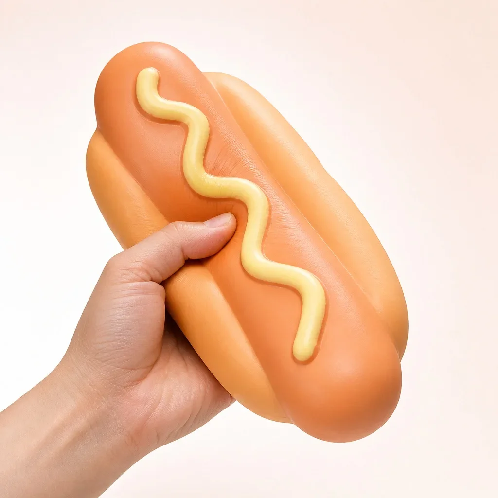 Cheese Hot Dog Squishy Toy TPR Stress Relief Fidget Simulation Food Play Kids Educational Toy Funny Gift Novelty Hot Selling