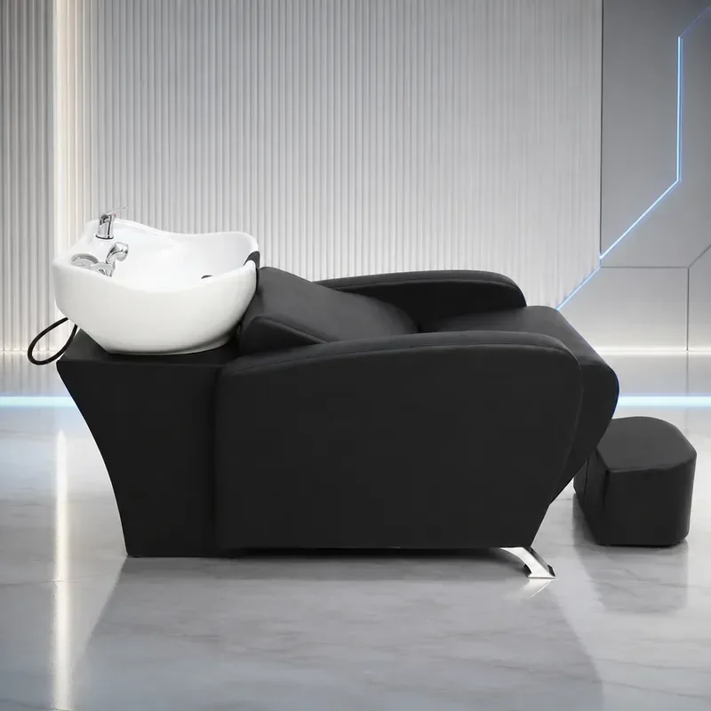 Hiroshi Large Basin Semi Reclining Shampoo Bed High End Hair Washing Massage Chair for Beauty
