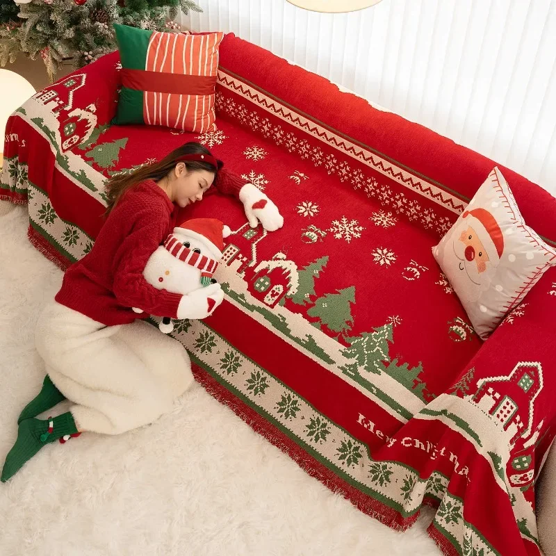 New Sofa Cover Cloth All Inclusive Universal Christmas Living Room Sofa Towel Anti Slip and Anti Cat Scratch Autumn and Winter