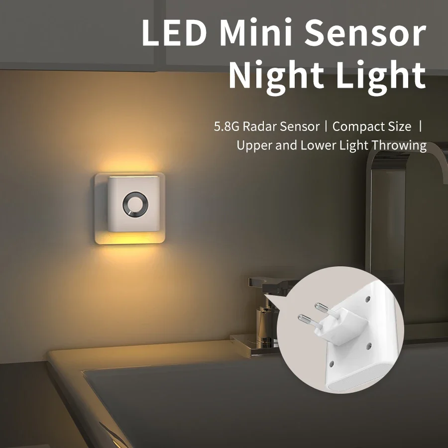 

Wireless EU Plug-in Wall Lamps LED Night Light Motion Sensor for Bedroom Staircase Toilet Corridor Bathroom Decoration Lighting