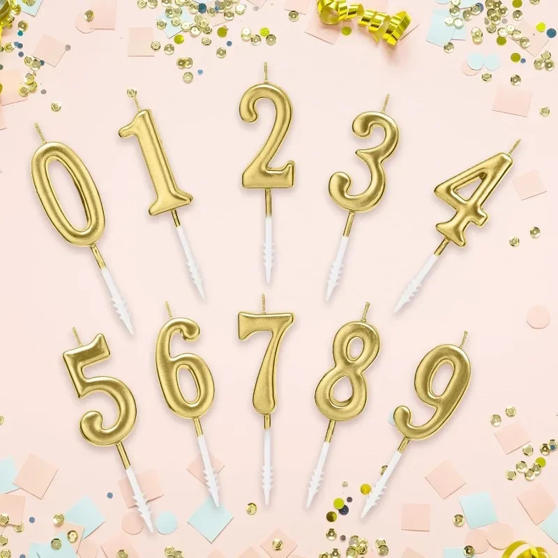 10-counts Numeral Birthday Candles - Cake Numeric Candles Number 0 1 2 3 4 5 6 7 8 9,Used for Cake Decoration