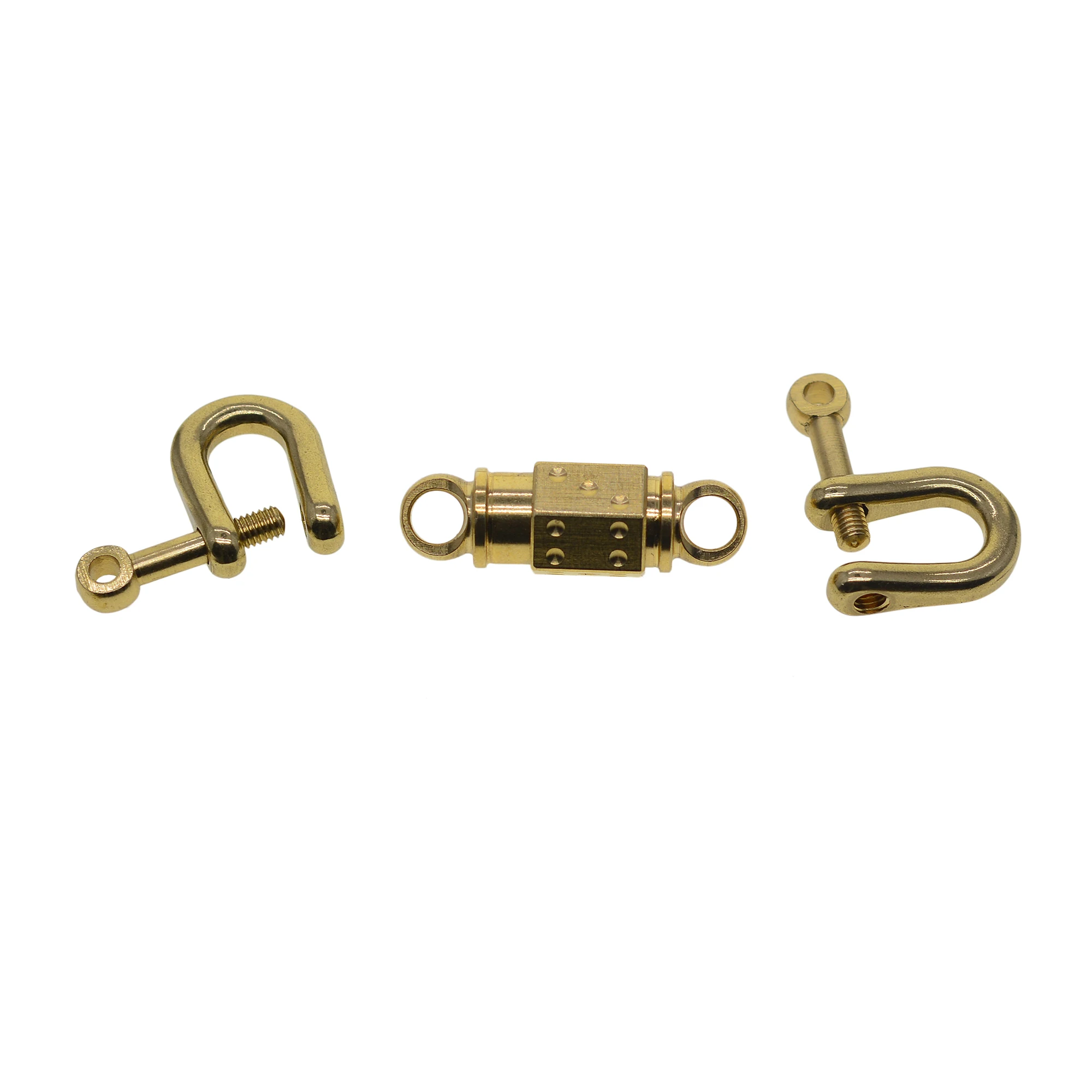 Super fine Solid brass Pull quick release swivel detachable keychains screw brass shackle carabiner DIY EDC Tool