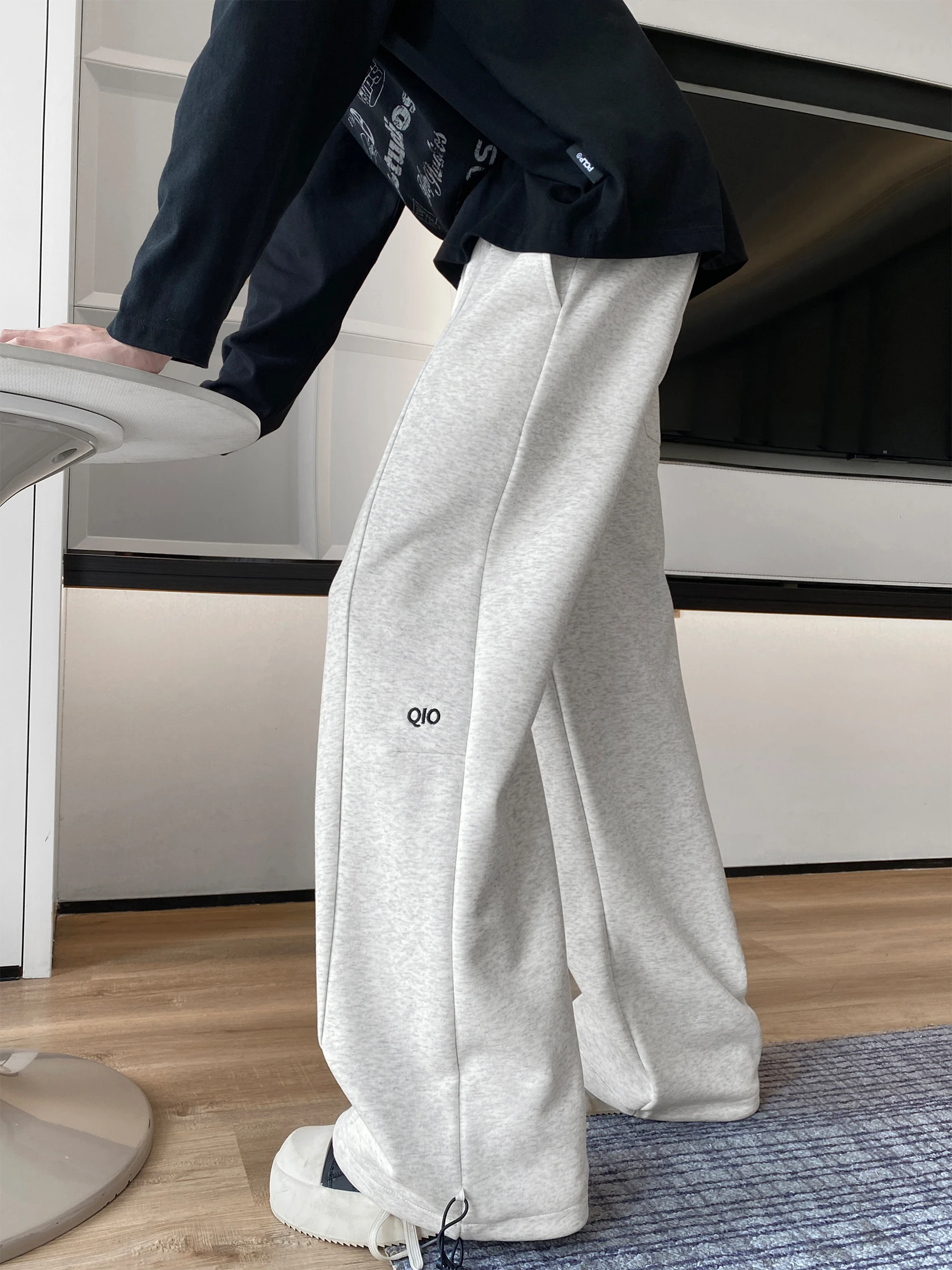 

Мужские спортивные штаны с широкими штанинами и вышивкой в американском стиле, осенние длинные брюки свободного кроя, модная новая модель