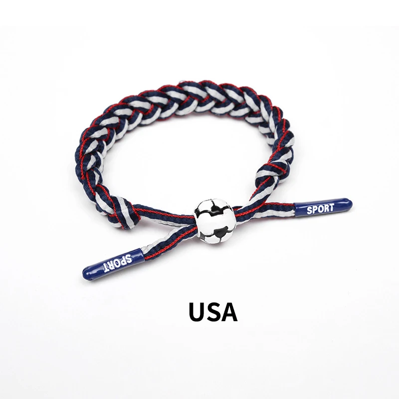 2026 Soccer Braided Bracelets Adjustable Woven Rope Wristband for Germany Portugal England Fans Ronaldo Messi Teen Gifts view 2