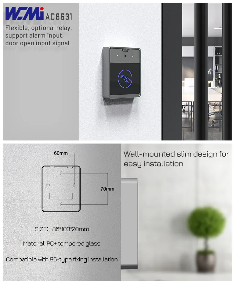 July005 A AC8631 Access Control System Card Elevator Barcode Scanner QR Code M1 Kartenleser