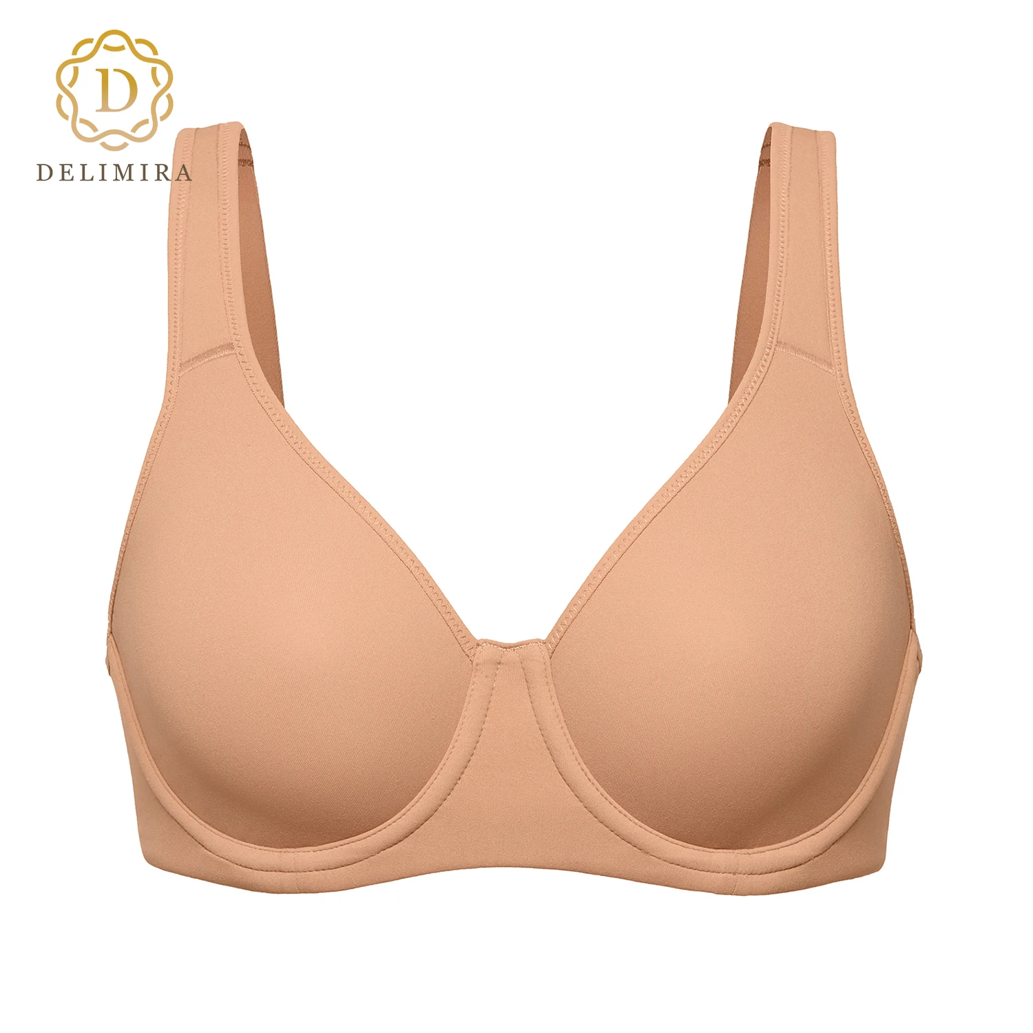 

DELIMIRA Women's Inbarely Plus Seamless Bra Full Coverage Plus Size Unlined Underwire Bras