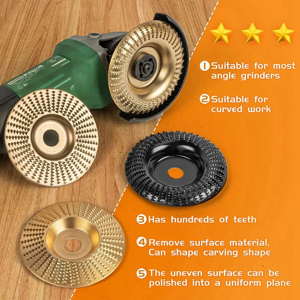 AC23-4PC Angle Grinder Wood Carving Disc Set, Wood Shaper Carving Disc For Angle Grinder Attachments, Wood Shaping Tools