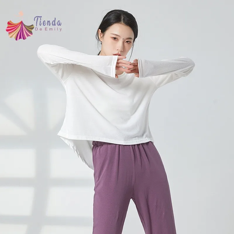 

Classical Dance Tops Training Clothes for Women Loose Breathable Long Sleeve Blouse Chinese Body Modern Performance Shirt Basic