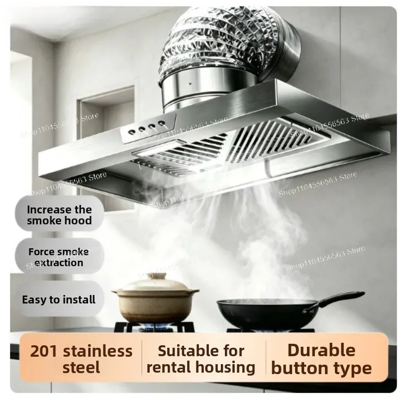 Simple Range Hood for Household Use, High-suction Exhaust Fan, and Smoke-type Stainless Steel Range Hood