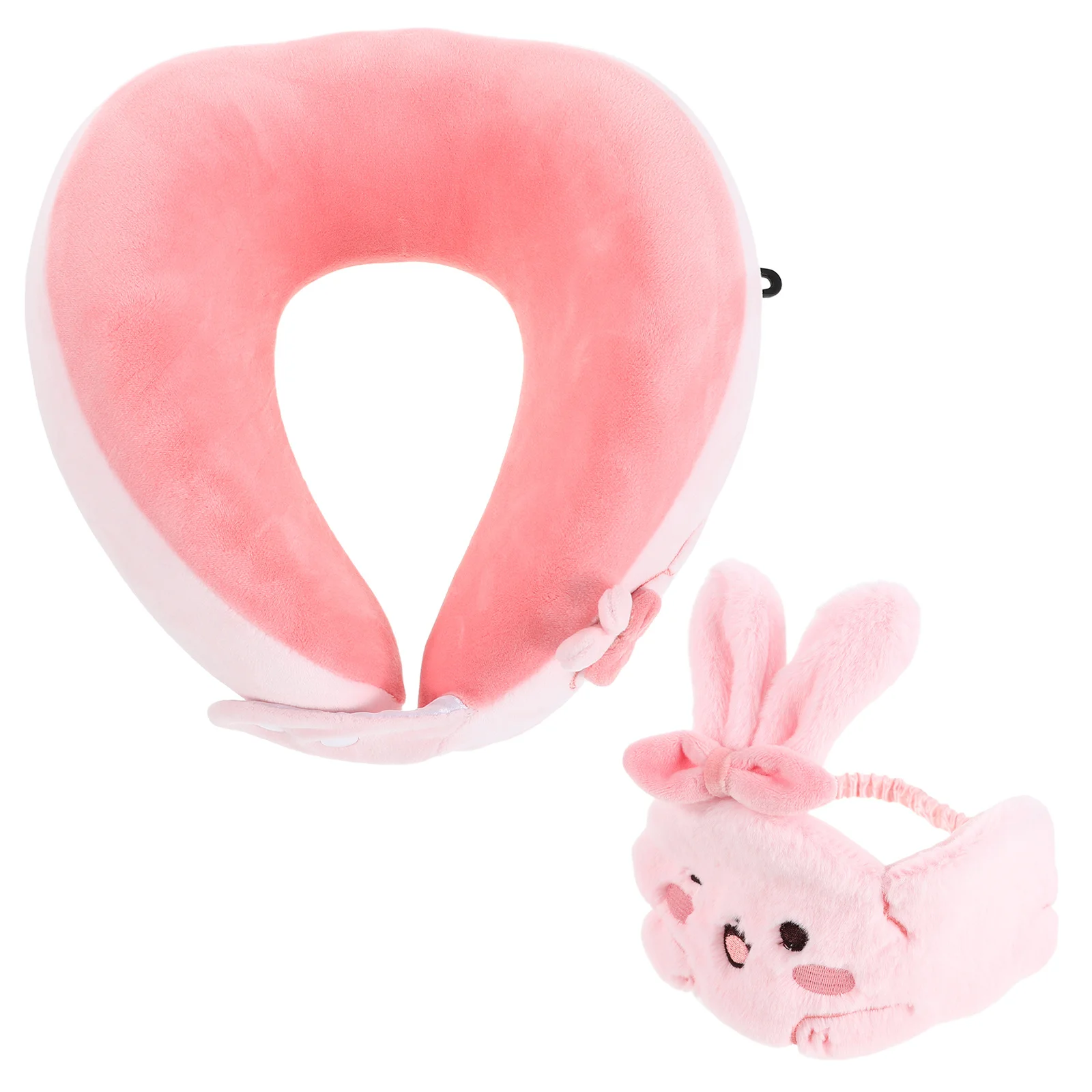 

1Set U-Shaped Neck Pillow Rabbit Eye Mask Travel Airplane Car Office Nap Comfortable Support Travel Neck Pillow