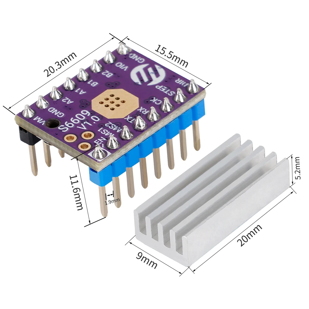 

2/5PCS S6609 Stepper Motor Driver GC6609 StepStick Silent Driver Replace TMC2209 TMC2208 256 MicrostepFor 3D printer parts