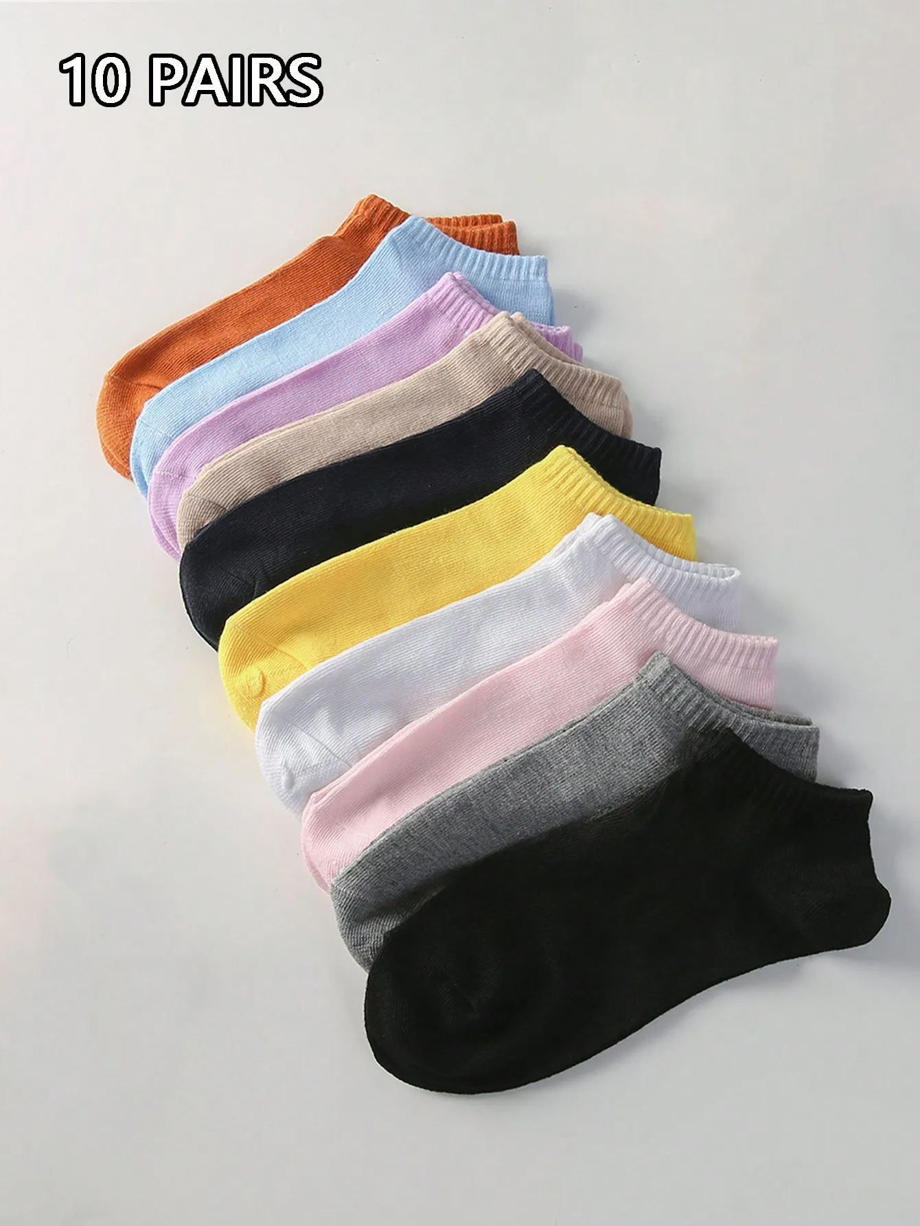 10 Pairs Solid Color Low Cut Ankle Socks Multi Bright Basic Color Soft No Show Short Socks For Women Daily Casual
