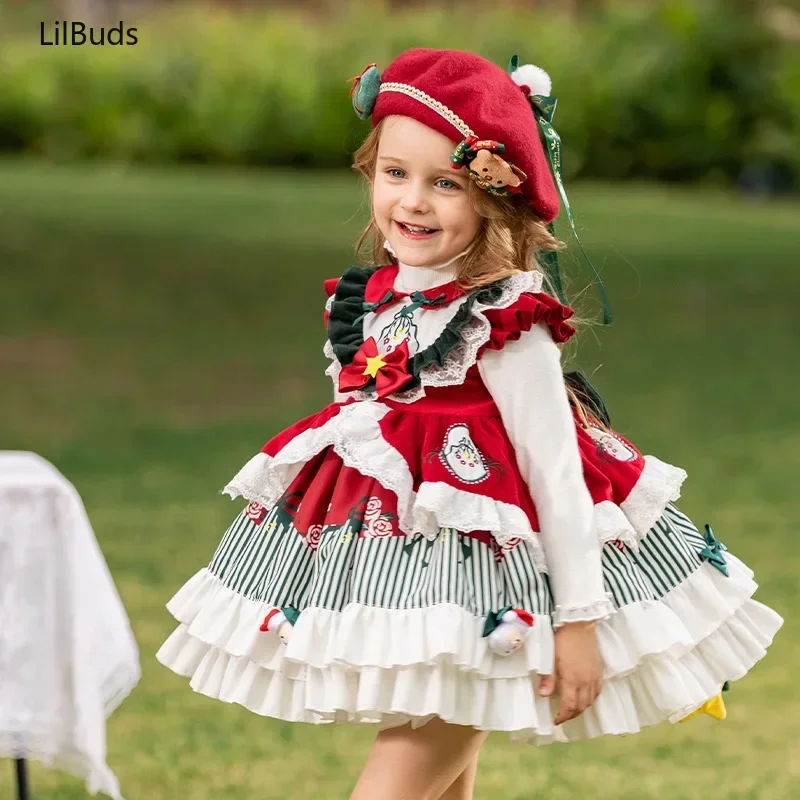 2024 New Kids Children Lolita Tutu Dresses Costume Girls Christmas Princess Sleeveless Vest Outfits Autumn And Winter Clothes