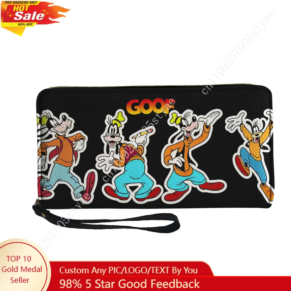 

Кошелек Disney Goofy Custom Wallet Purse Dance Moonwalk, мужские и женские длинные кошельки на молнии, портативный кошелек с двойным принтом, подарочная сумка