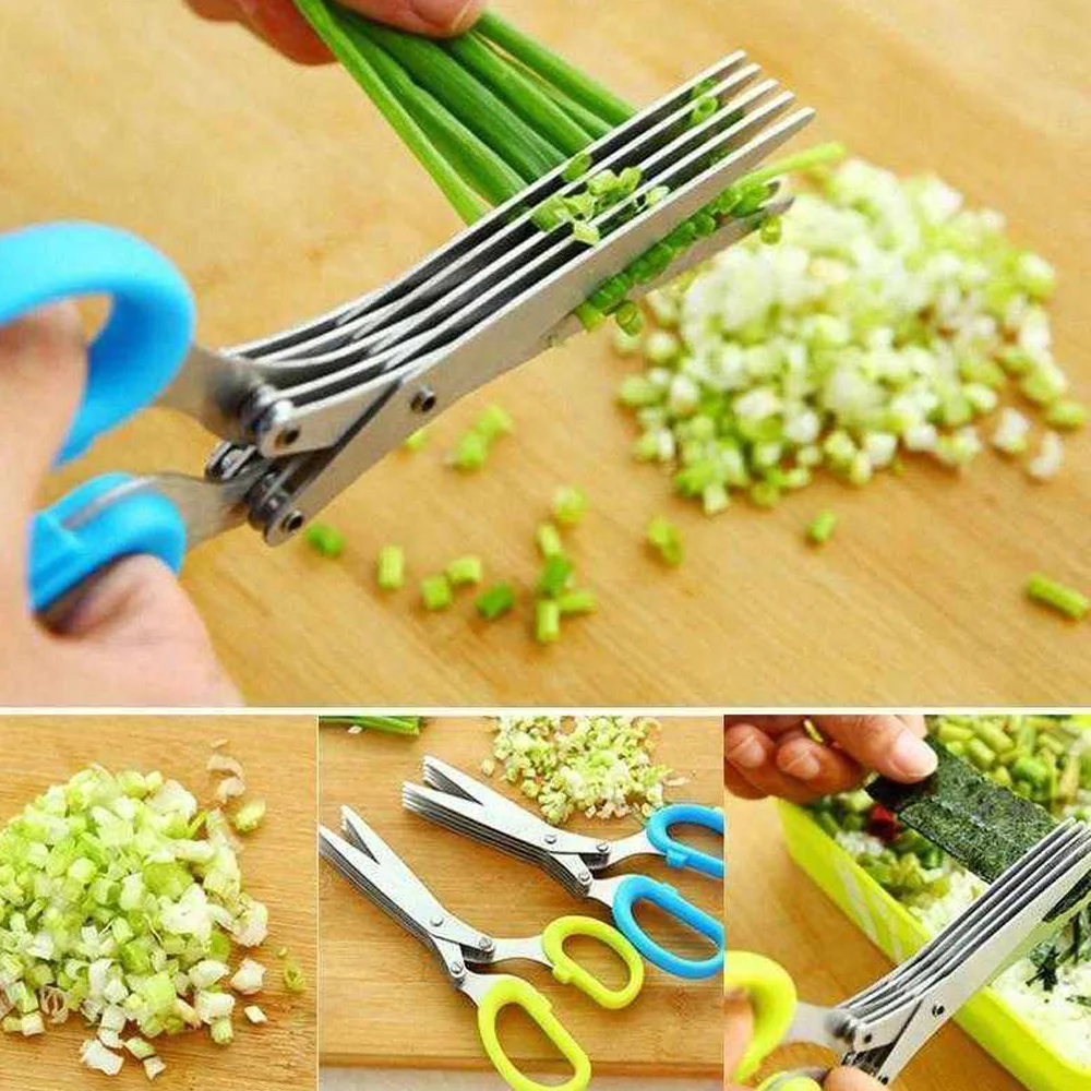 101 Stainless Steel Multi-layer Kitchen Scissors, Multi-functional Household Chopped Green Onion, Seaweed 5-Section Cutting