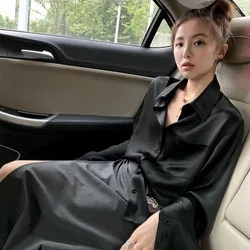 Luxusmarke Blusen Frauen Seiden hemden weiße Bluse Langarm schwarz Hemd Büro Damen Tops Knopf koreanischen Chic High-End neu