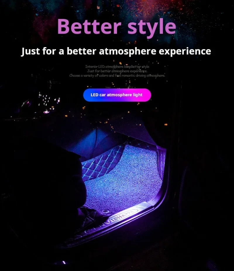 For BMW Foot Ambient Light With USB Neon Mood Lighting Backlight Music Control App RGB Auto Interior Decorative Atmosphere Light