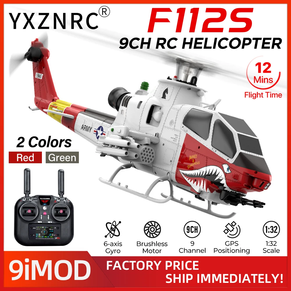 YUXIANG RC Helicopter F112S 9CH Plane 1/32 Brushless 6-axis Gyro GPS Positioning 12min Flight Time with Laser Radar Optical Flow
