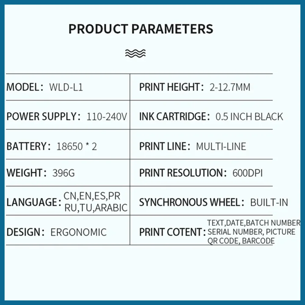 Imprimante à jet d'encre portable Willita pour numéro de lot, code à barres, code QR UV, logo, textile, imprimante de date à la main, machine de codage d'étiquettes