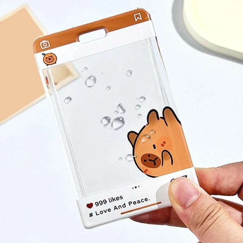 P5EA Retractable Lanyard Card Case Set Retractable Badge Reel Lanyard Water Resistant Clear Card Sleeve Case Case for Office