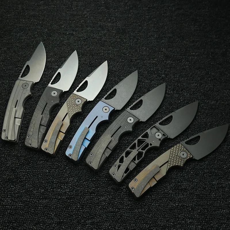 LEMIFSHE OZ Rosie Titanium Handle Real 60+HRC m390 Steel Ceramic Bearings Pocket EDC Tool Camping Hunt Outdoor Folding Knife