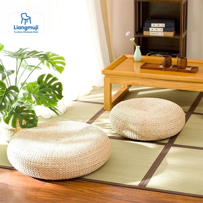 Japanese Style Living Room Coffee Table Handmade Suitable For Sitting On The Ground Rectangular Rattan Straw Coffee Table