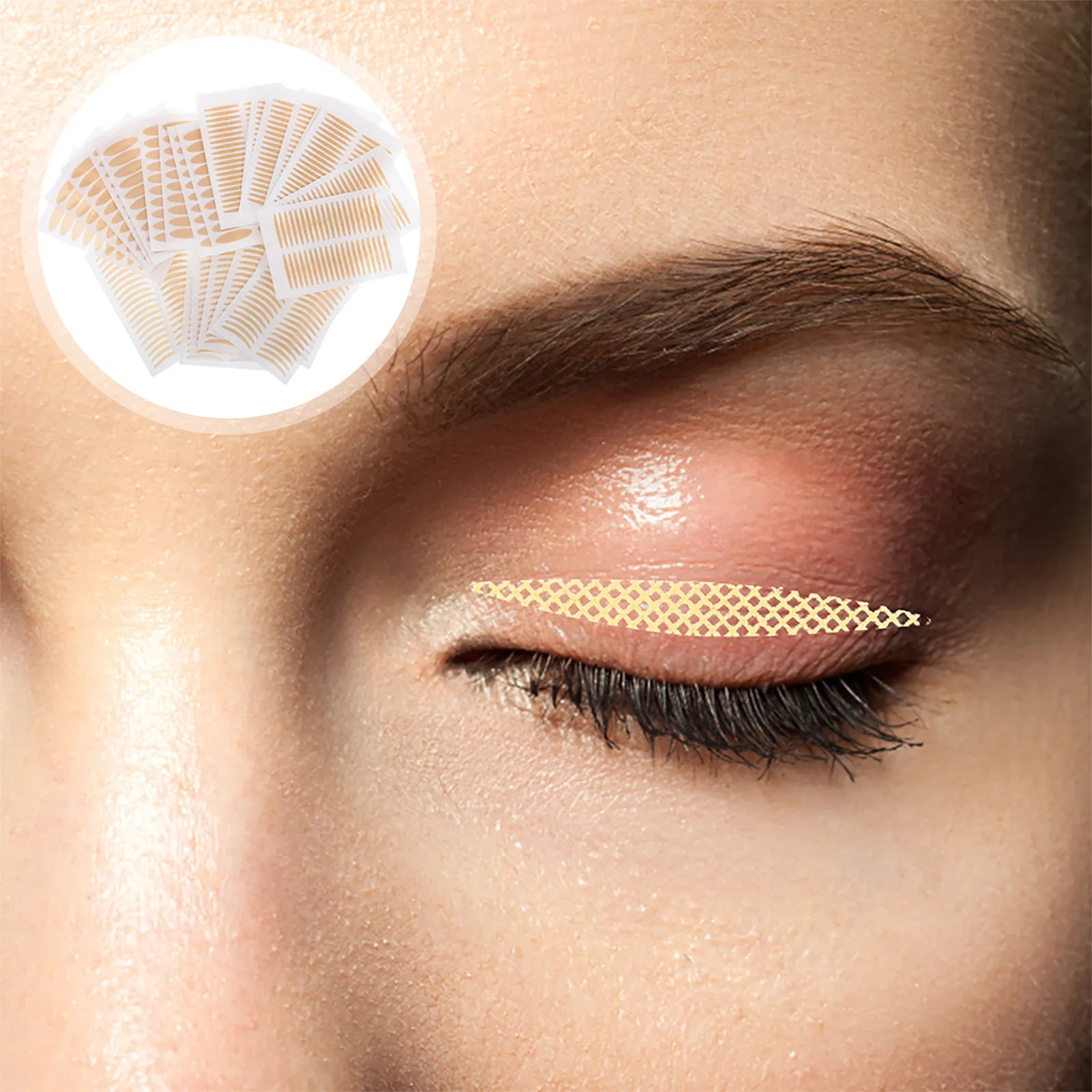 1Set Lace Mesh Double Eyelid Tape Invisible Skin Tone Breathable Eyelid Lifter for Hooded Eyes Eye Lift Tape Natural Youthful