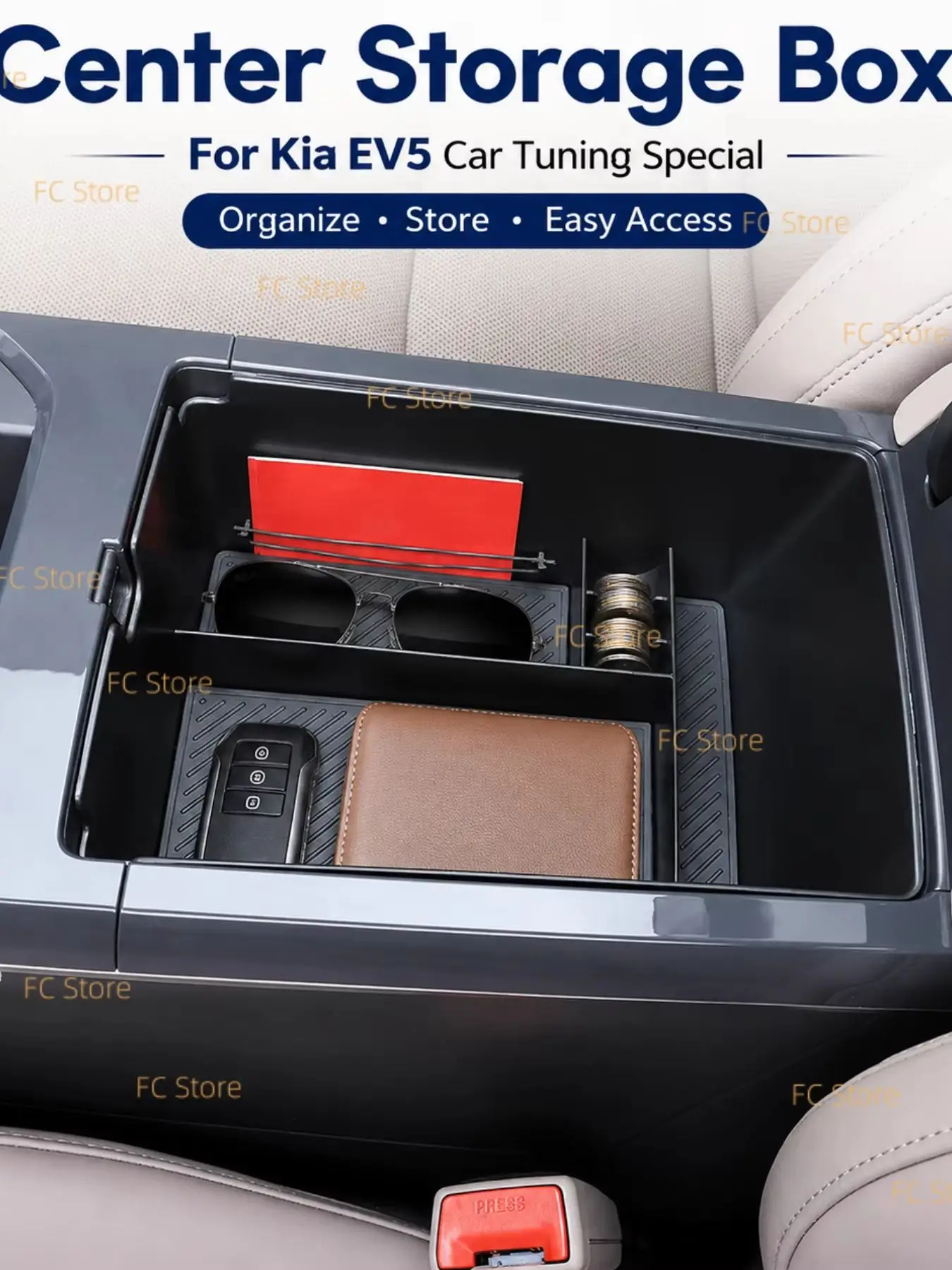 Für Kia EV5 Mittelarmlehnen-Aufbewahrungsbox für Kia Mittelkonsole Organizer Aufbewahrungsbox Behälter Halterung Ablage Zubehörteile Ersatz – Detail 1