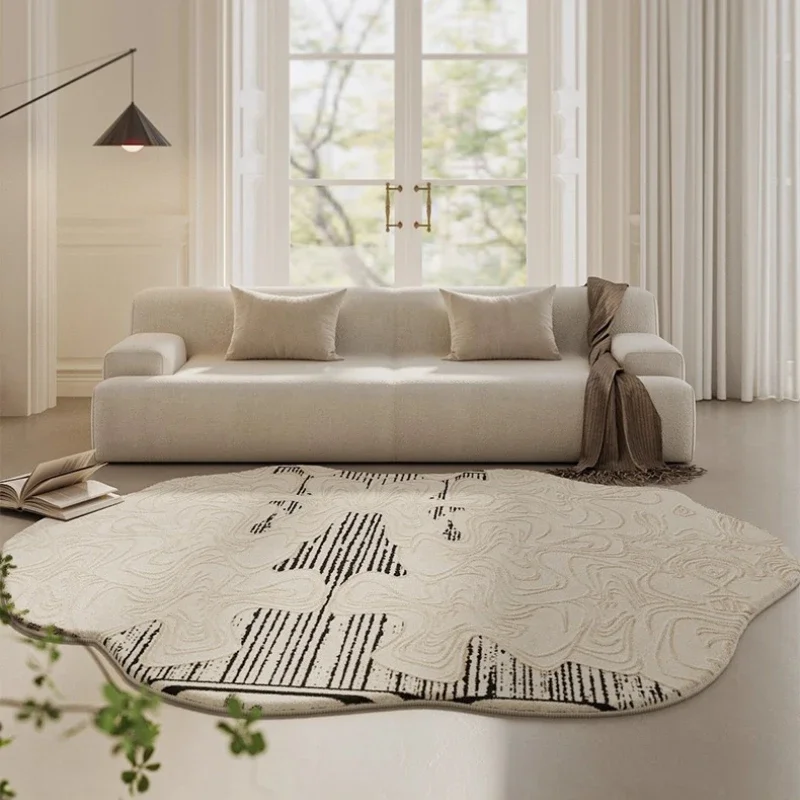 Irregular Shapes Carpets for Living Room Cream Style Bedroom Decor Plush Carpet Fluffy Soft Lounge Floor Mat Washable Study Rug