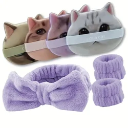 7pcs Cat Pattern Powder Puff with Strap Spa Headband Wristband Set Face Makeup Beauty Tools Cosmetic Foundation Makeup Tools Set