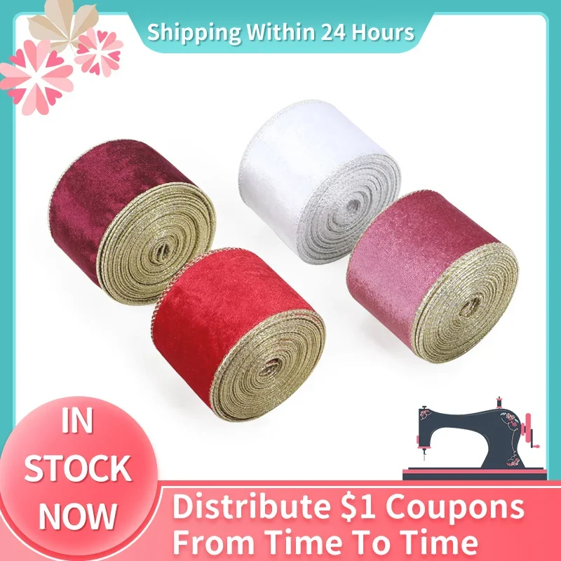 10 Yards/Roll 6.3cm Velvet Ribbon DIY Bow Hair Ribbon Cloth Ribbon Decoration Christmas Velvet  Wholesale