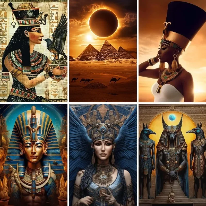 

Алмазная картина Древний египетский фараон, набор для вышивки крестом своими руками, мозаика, египетская богиня, искусство, домашний декор