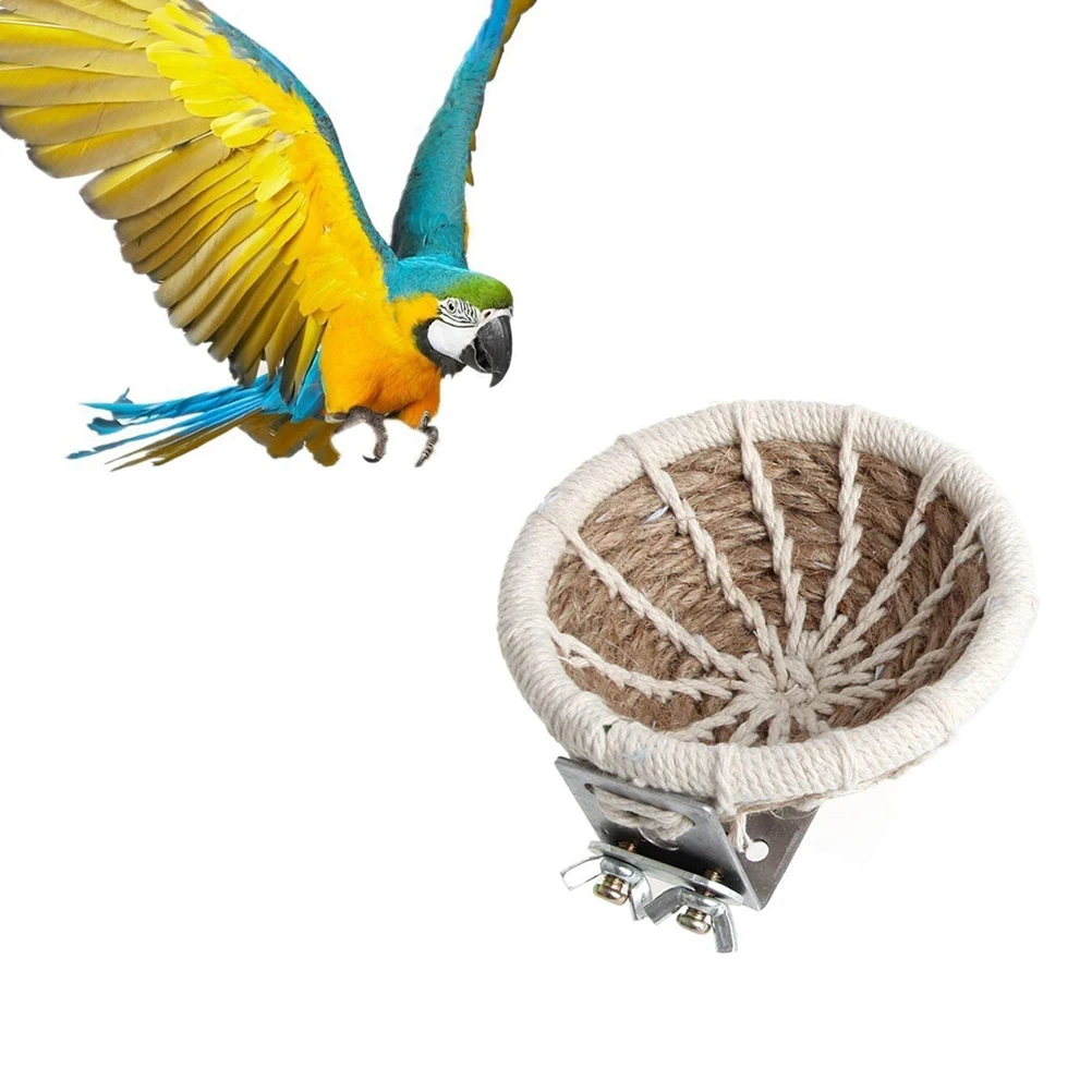 

Straw Bird Nest with Holder for Stress Relief Cozy Decoration Parrots Bird Supplies and Breeding Nest