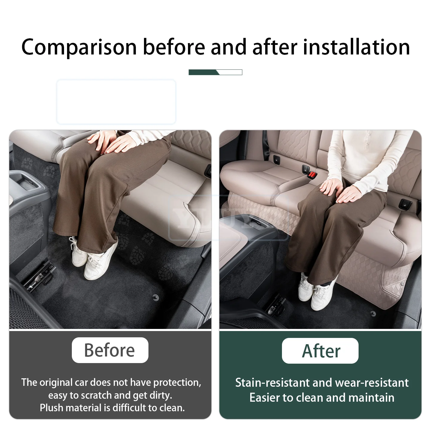 For Volvo XC60 rear seat kick-proof mat, anti-wear, second-row seat under protective leather mat, car interior accessories