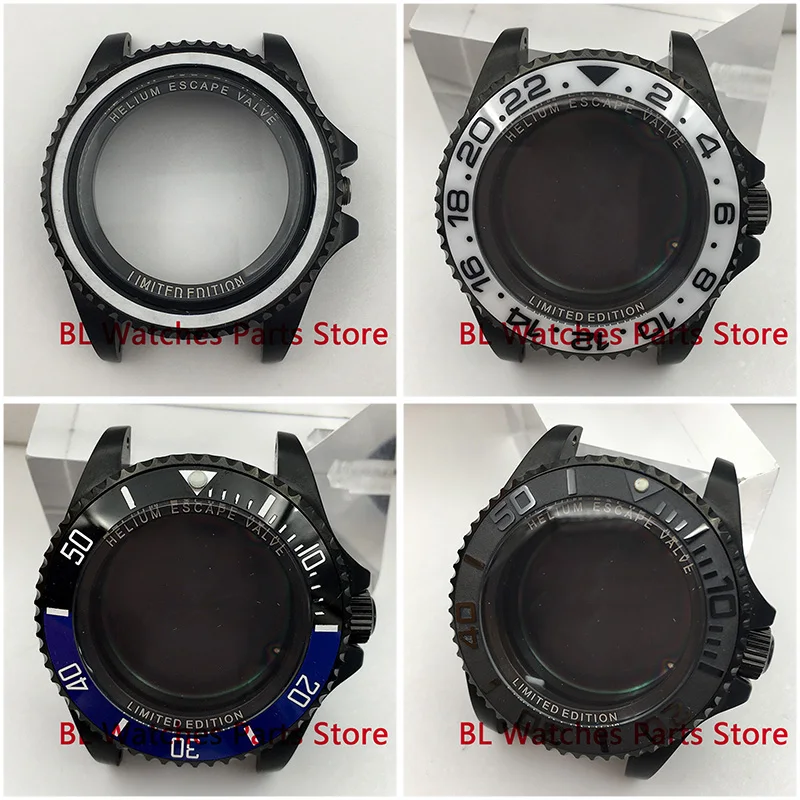 BL 43mm NH34 Watch Case Black Red Insert Sapphire Glass Fit NH35 NH36 ETA2824 2836 Miyota8205 8215 DG2813 3804 PT5000 Movement