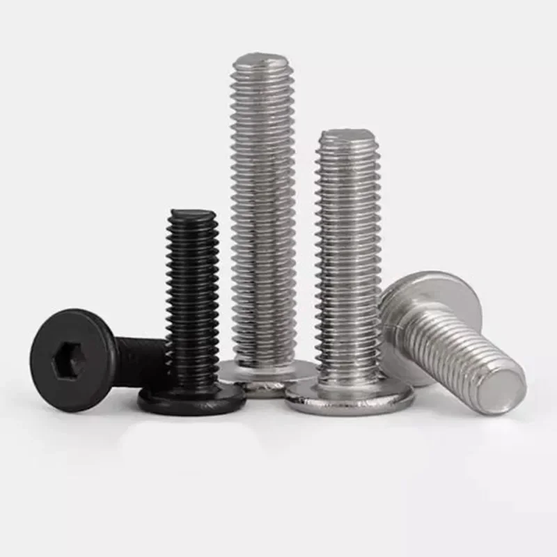 Black Stainless Steel Allen Hexagon Ultrathin Head Bolt Hex Socket Ultra Thin Flat Wafer Head Screw M2 M2.5 M3 M4 M5 M6 M8