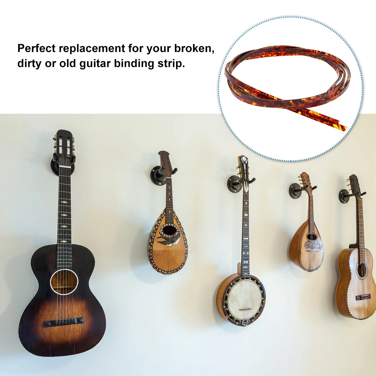 

2pcs Abs Guitar Binding Strips Brown Durable Edge Protection For Diy Luthier Repair Purfling Trim Plastic Inlay Parts Instrument